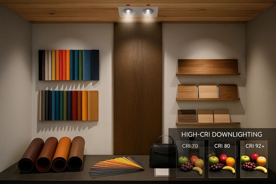 Đèn LED âm trần chỉnh hướng chiếu GD465B-2 11 Đèn LED âm trần chỉnh góc chiếu GD465B-2 Ledee có độ hoàn màu cao