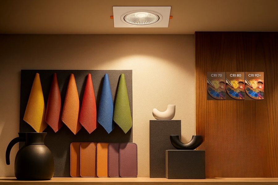 Đèn LED âm trần chỉnh hướng chiếu GD465B 9 Đèn LED âm trần chỉnh góc chiếu GD465B Ledee có độ hoàn màu cao