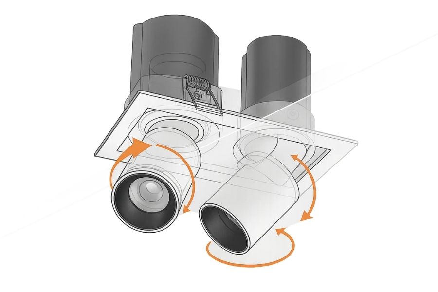 Đèn Spotlight âm trần RS265B-2 10 Đèn LED spotlight âm trần RS265B-2 Ledee chỉnh góc chiếu linh hoạt