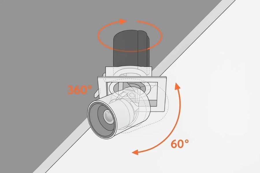Đèn Spotlight âm trần RS265B-SQ vuông 10 Đèn LED spotlight âm trần RS265B-SQ Ledee chỉnh góc chiếu linh hoạt