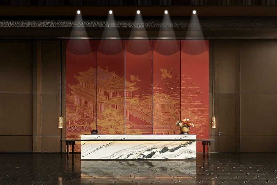 Đèn LED âm trần chiếu điểm không gian sảnh chờ 