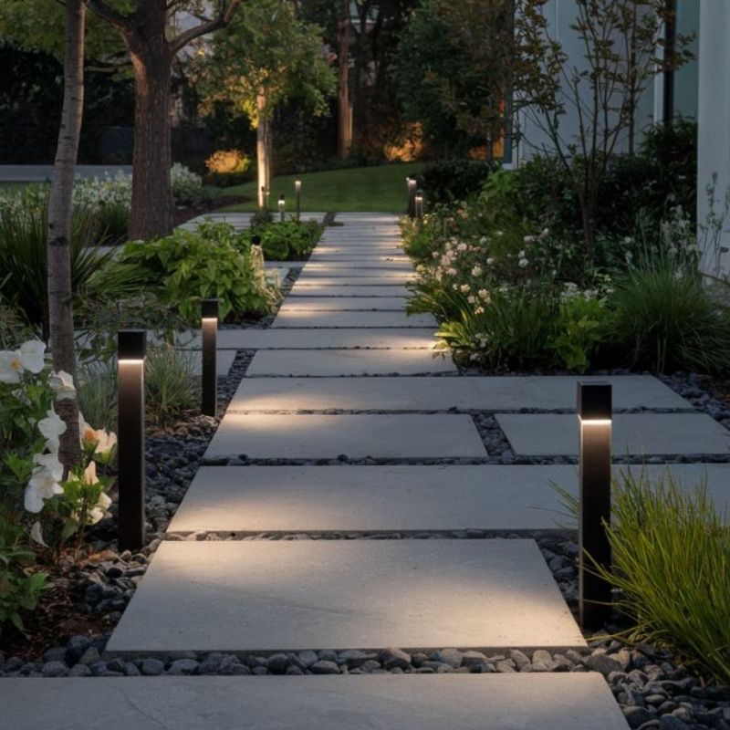 Đèn trụ thấp chiếu sáng lối đi ngoài trời 