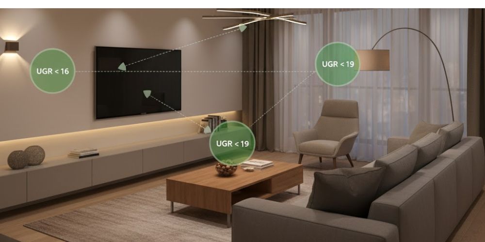 Bố trí đèn giảm độ chói UGR trong thiết kế ánh sáng