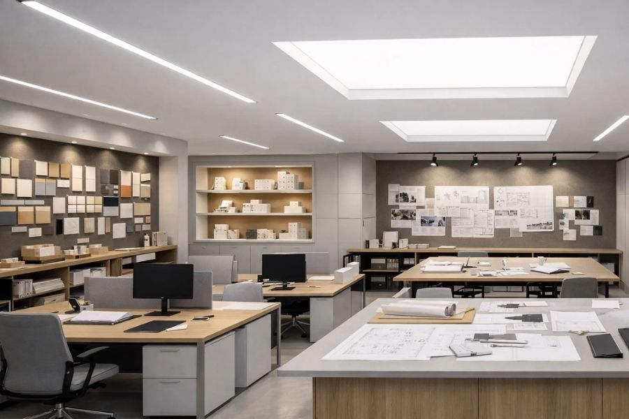 Thiết kế chiếu sáng phong cách tối giản Minimalism - Tinh gọn nhưng đủ đầy 18 Chiếu sáng văn phòng phong cách tối giản