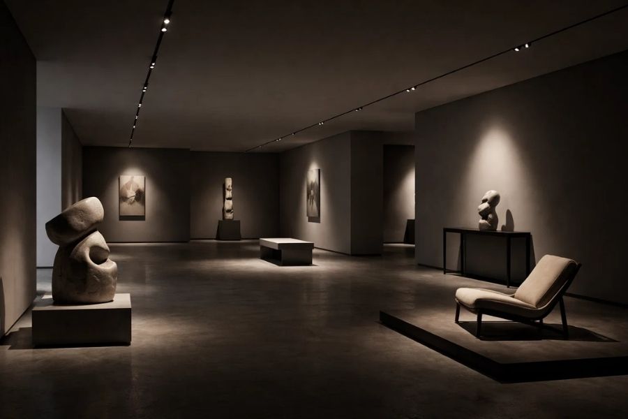 Thiết kế chiếu sáng phong cách tối giản Minimalism - Tinh gọn nhưng đủ đầy 19 Chiếu sáng tphongf triển lãm, trung bày đơn giản