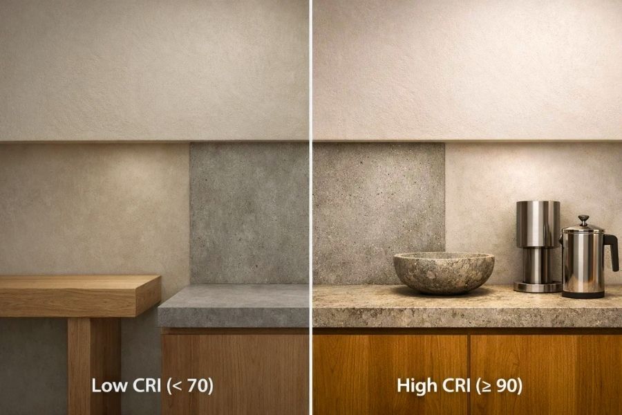 Thiết kế chiếu sáng phong cách tối giản Minimalism - Tinh gọn nhưng đủ đầy 7 Sử dụng đèn LED có chỉ số hoàn màu cao