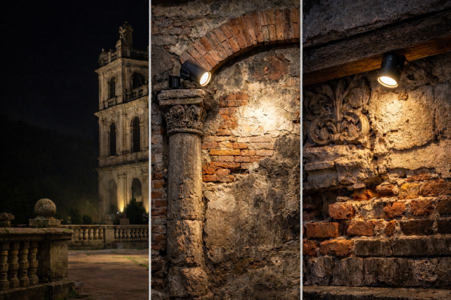 Thiết kế chiếu sáng mặt dựng cho công trình di sản kiến trúc cổ đòi hỏi giải pháp chiếu sáng từ xa, hạn chế tối đa khoan đục và can thiệp bề mặt.