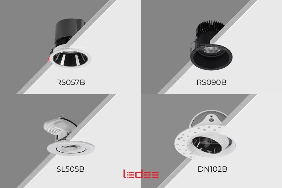 5 loại đèn chiếu sáng nghệ thuật 2026 mà dân kiến trúc cần cập nhật 16 Một số mẫu đèn LED nghệ thuật âm trần chỉnh hướng của LEDEE